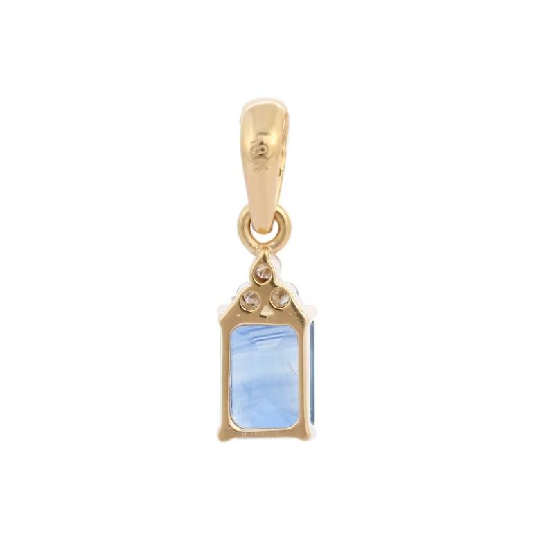 18K yellow gold Plated blue sapphire pendant - Gemstone pendant - Designer pendant