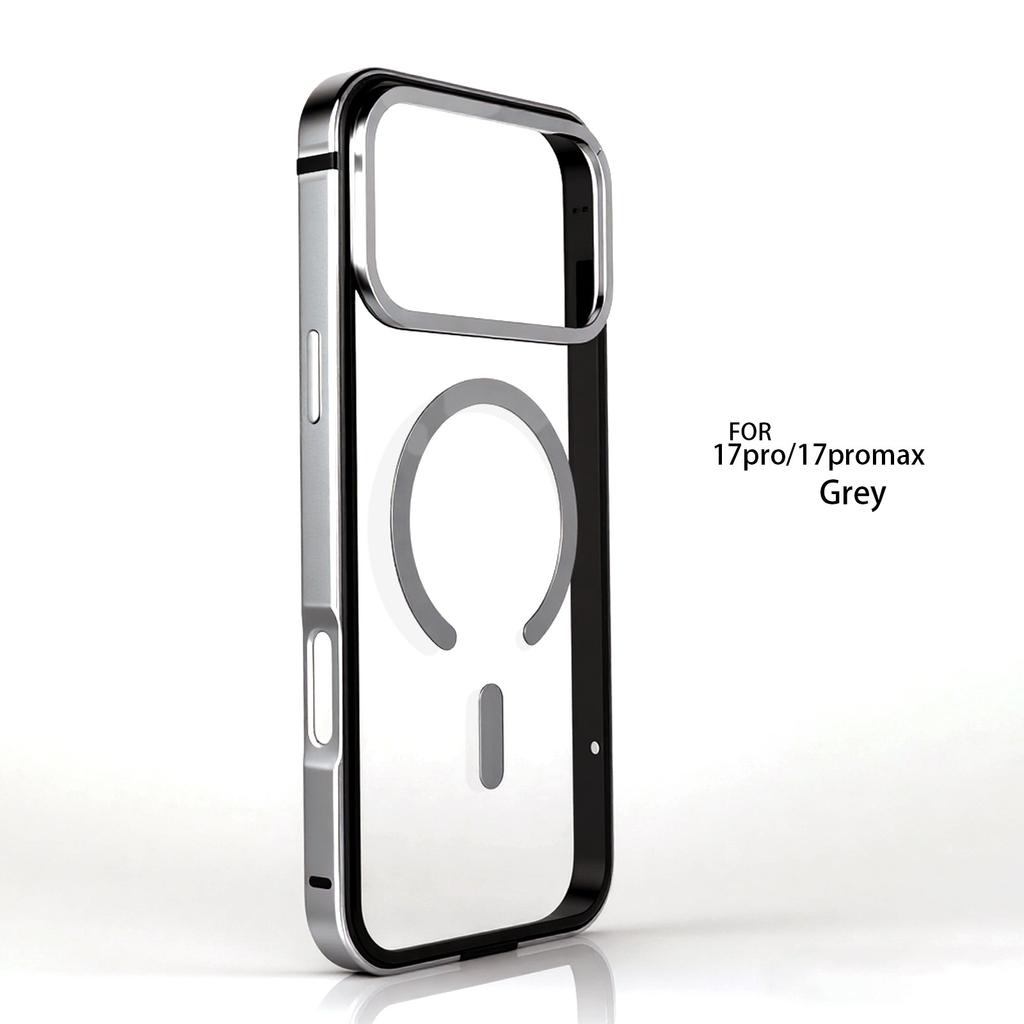 For IPhone 17 Pro High-End Metal Frame Phone Case, 17 Promax Magsafe Magnetic Charging HD Backplate Phone Protection Cases