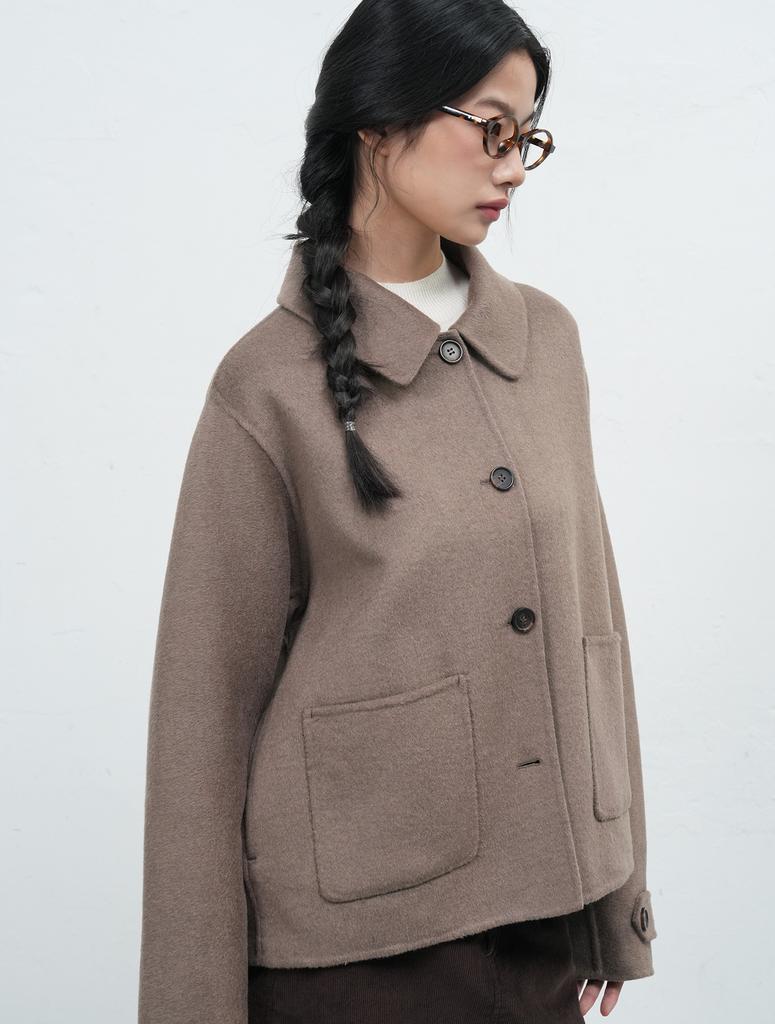 Generalidea Wool Collar Handmade Short Coat [Mocha] / Wbe3L10511