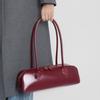 Women's 2 New Niche Design Single Shoulder Large Capacity Cowhide Underarm Bag Long Red Baguette Bag Women
