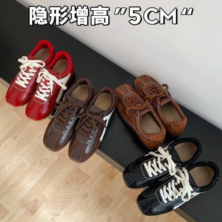 Huge versatile~ 2025 autumn new lace-up color matching inner height increase German training shoes women's retro versatile casual Forrest Gump shoes