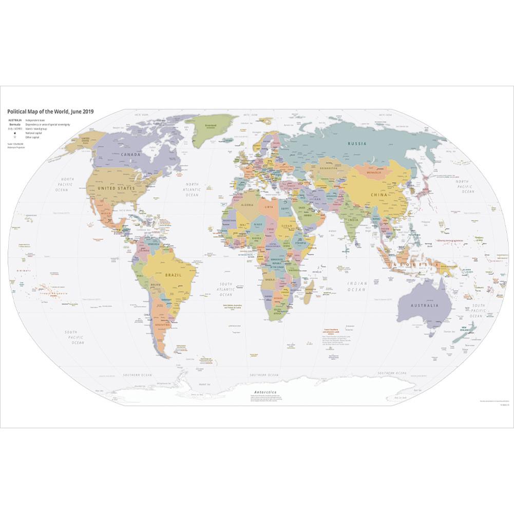 Large Political World Map Poster Retro Decorative Wall Art Print Paper Map Office School Classroom Home Decor Sticker
