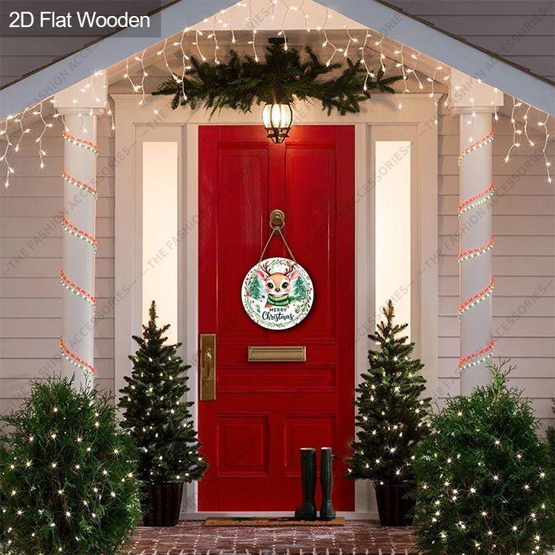 Christmas Decoration Sign,indoor Hanging decorations,2D Flat Wooden Products with Deer pattern,Christmas Gifts for Friends and Family