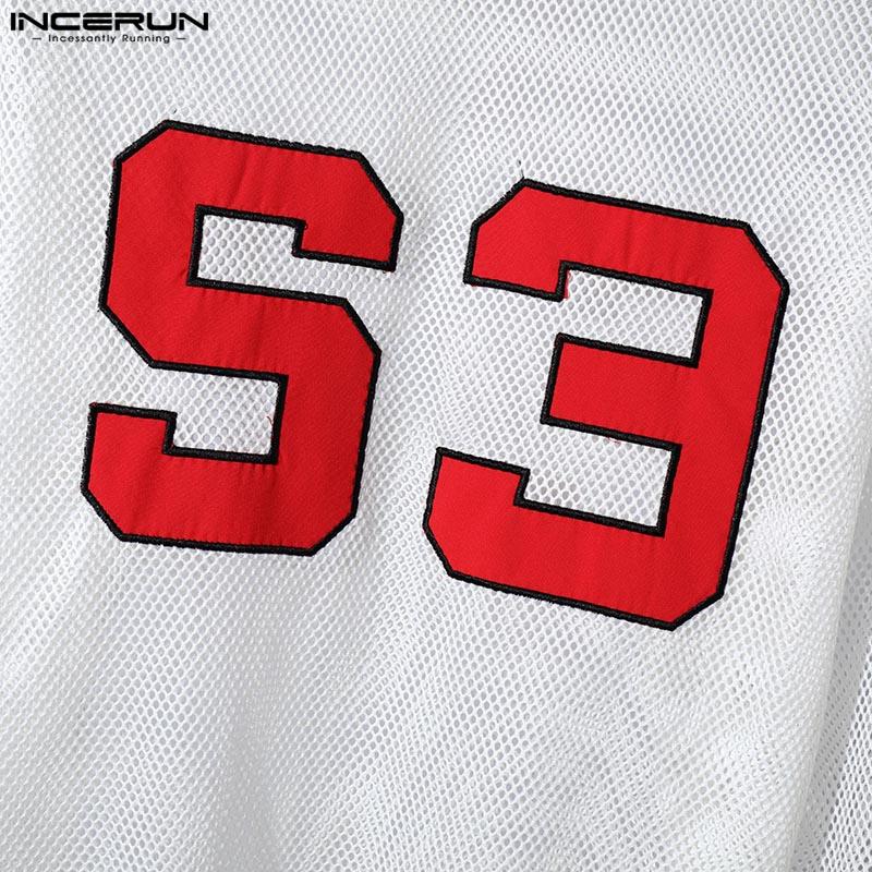 INCERUN Men Long Sleeve Print Hollow Out Fishnet Loose Sport Tops