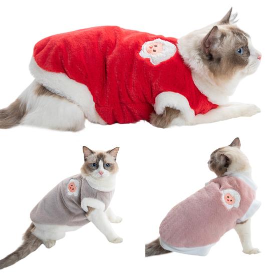Winter Pet Clothes Super Soft Breathable Ultra-Thick Plush Lined Washable Keep Warm Acrylic Pet Cat Winter Warm Sweatshirt Sleeping Clothes Pet