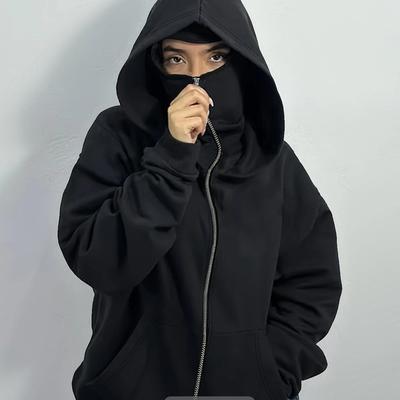 New Zip-Up Hooded Sweatshirt Jacket with Dual Hoods Autumn/Winter Sweatshirt Jacket