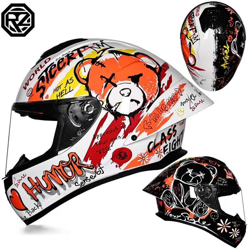 ORZ-S802-Full Face Motorcycle Helmet Single Lens ABS Shell DOT Certified Shockproof Windproof Unisex Adult Street Motorbike XL