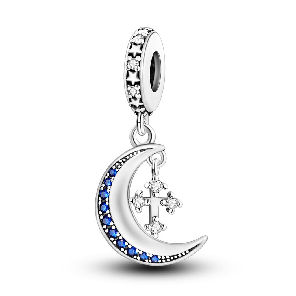 Copper Metal Blue Summer Earth Sun Moon Charm Bead Components Compatible With Authentic Original Bracelet High Quality Fine Jewelry Necklace Do It