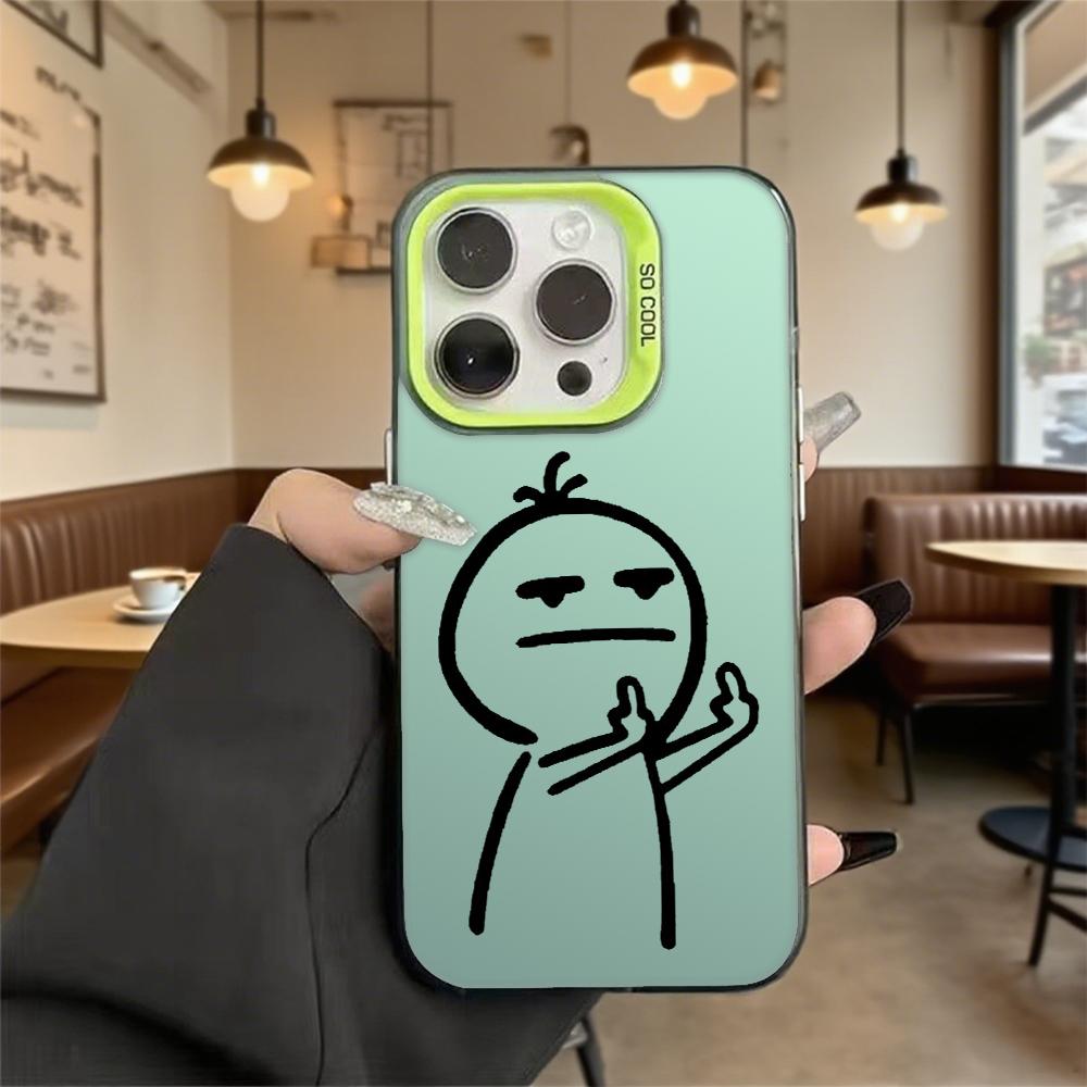 Figure Giving Middle Finger Hard Phone Case for Iphone 16 15 14 13 12 11 Pro Max Mini Shockproof Anti-Scratch Protective Cover