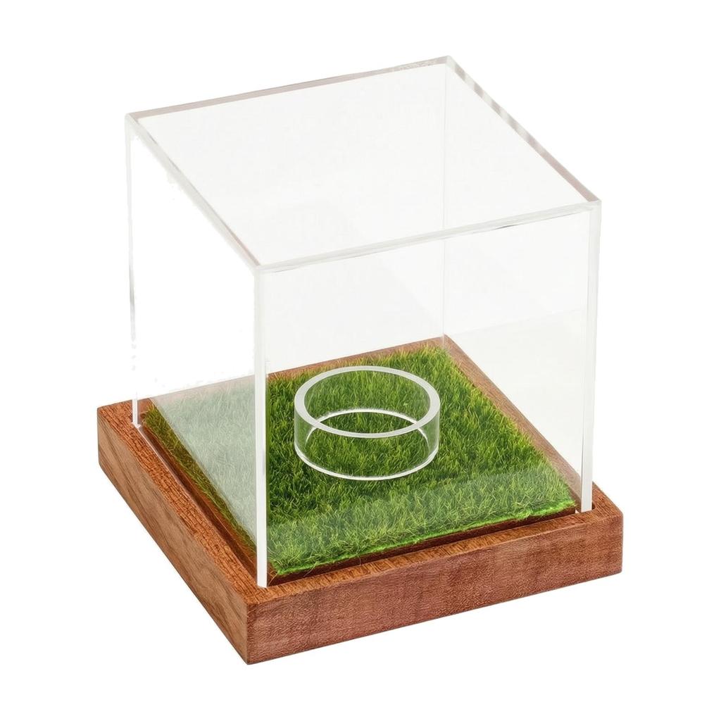 Golf Ball Showcase with Grass-Style Interior Dust Protection Acrylic