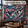 Octopus Sea Life Theme Throw Blanket Custom Name Text Personalized Blanket Soft Cozy Blanket for Home Sofa Bed