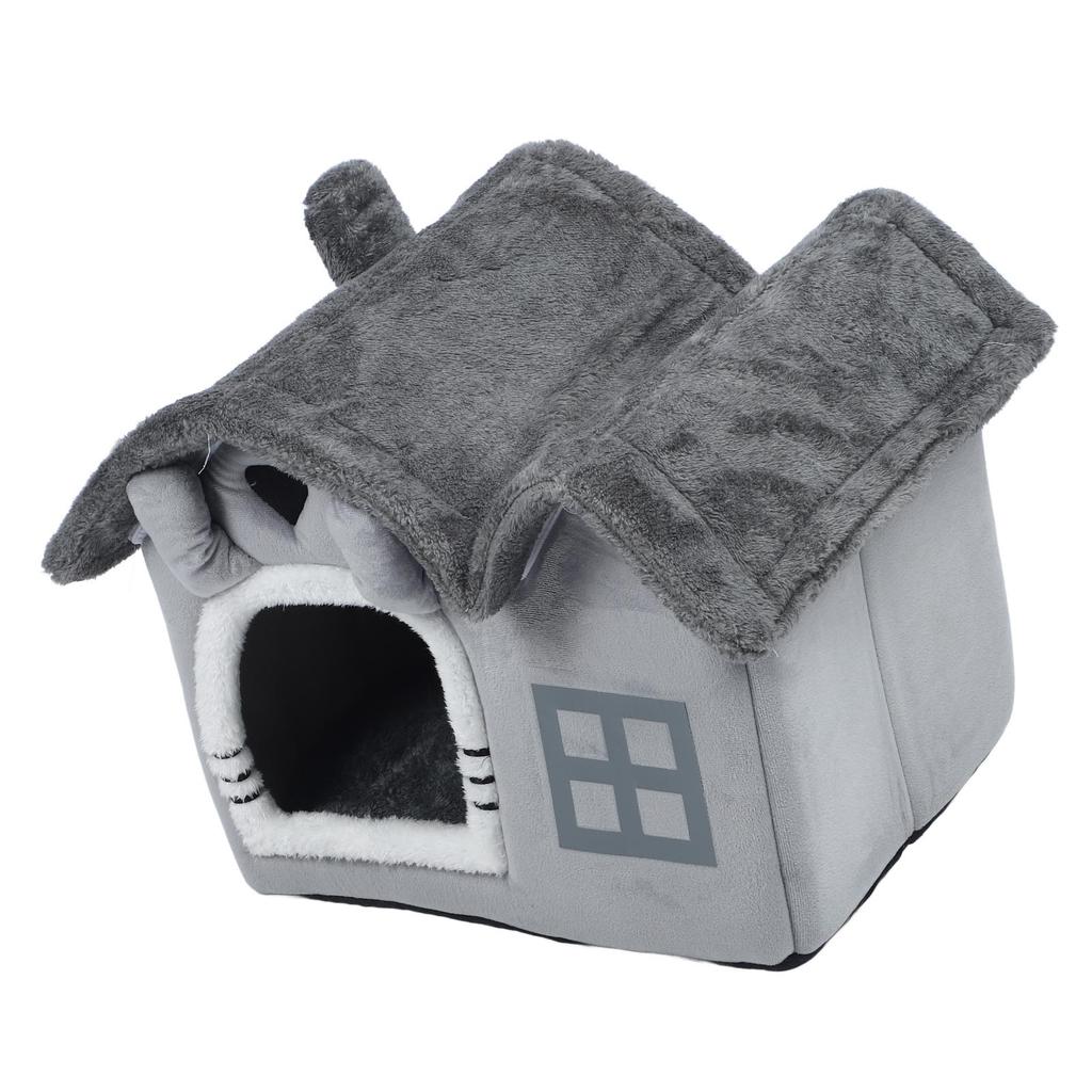 Double Roof Indoor Dog House Removable Cushion Washable Cover Cave Dog House for Small Dogs