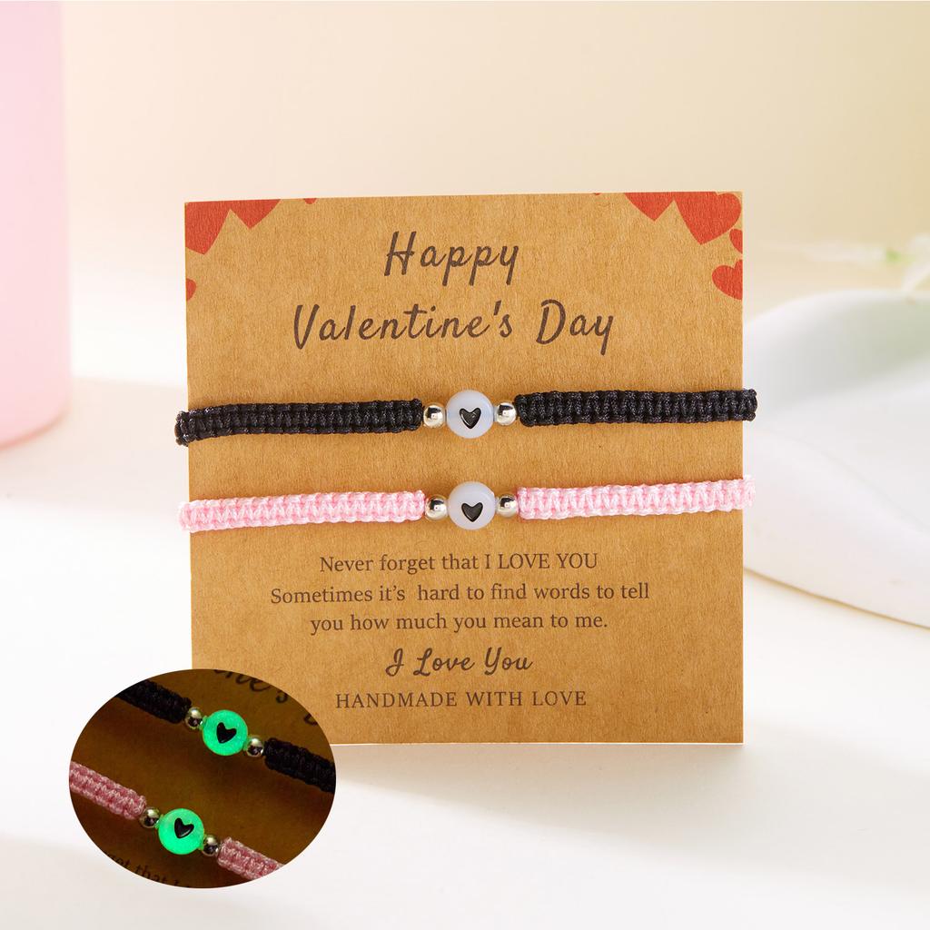 2 PCS Simple Lucky Red Rope Braided Bracelet for Women Men Romantic Heart Magnetic Couple Matching Bracelets Friendship Jewelry