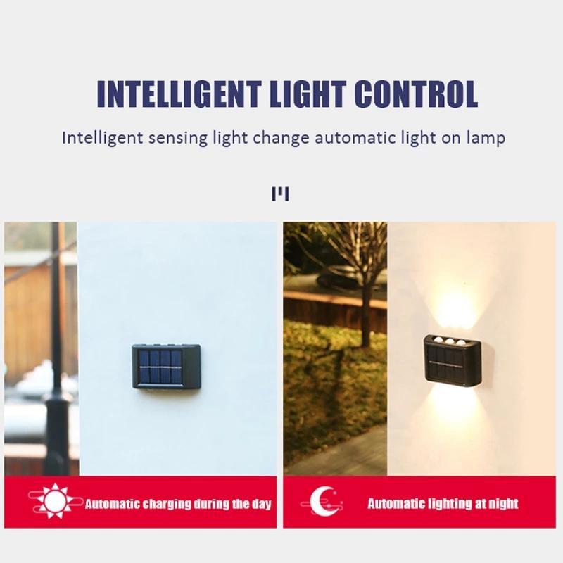 1PC 6 LED Solar Wall Lamp Outdoor Waterproof Balcony Wall Lights for Courtyard Street Landscape Garden Decor Lamp Solar Outdoor Wall Lamp