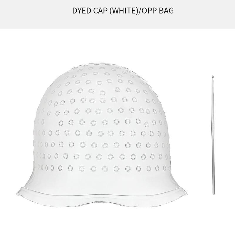 

Шапочка для окрашивания волос, многоразовая силиконовая шапочка для мелирования, протягивающиеся шапочки для окрашивания волос, шапочка для глазирования с крючком Opp bag белый