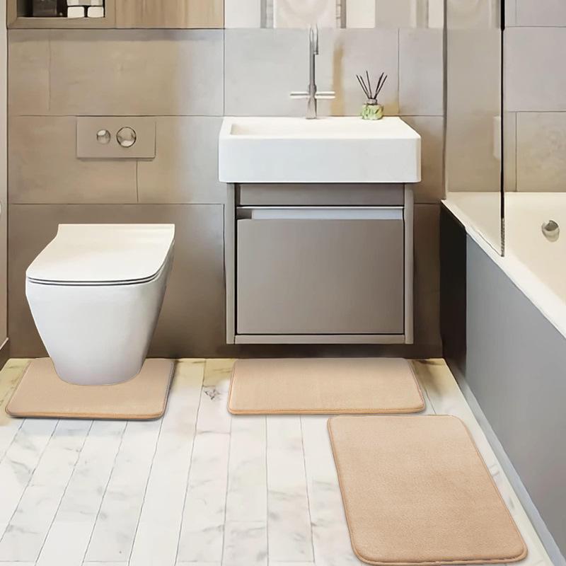 Non-Slip, Absorbent, Dirt-Resistant Bathroom Mats - Simple Style Flannel Floor Mats