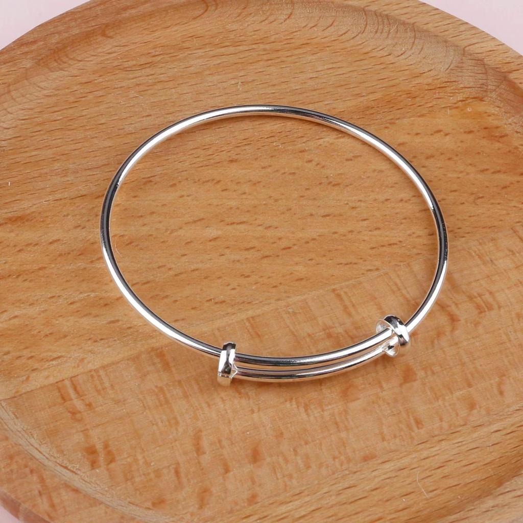 Silver Double Ring Blessing Bracelet: Sleek Ins Style, Niche Design, High-End Women's Accessory