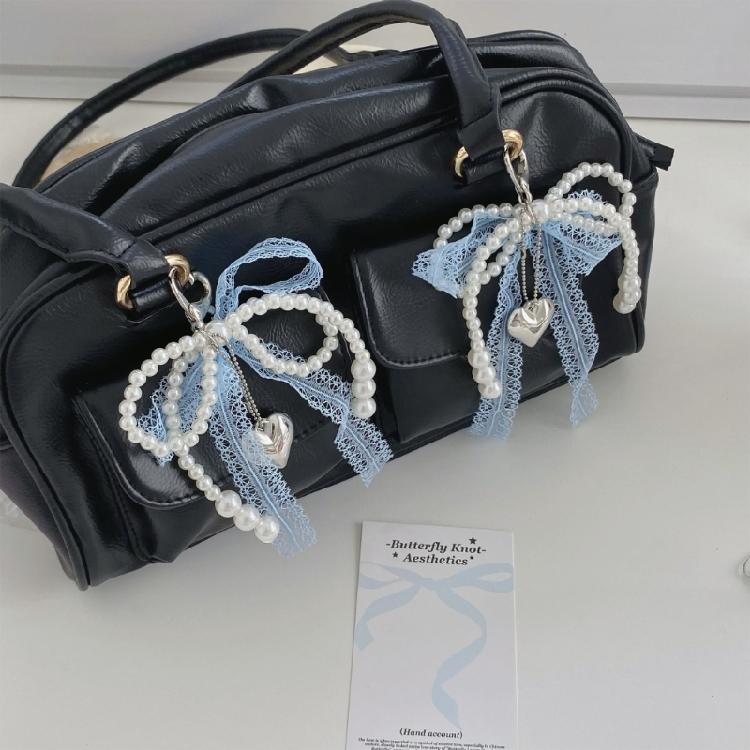 Perlen Schleifen Schlüsselanhänger Taschenanhänger Autoschlüsselanhänger Taschenanhänger Zubehör für Geldbörse Rucksack Dekorationen Valentinstagsgeschenke