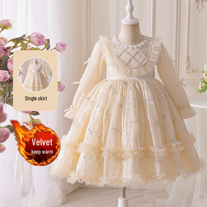 2025 Girls' Princess Elsa Tulle Dress for Autumn/Winter - Little Girl's Puffy Birthday Party Outfit