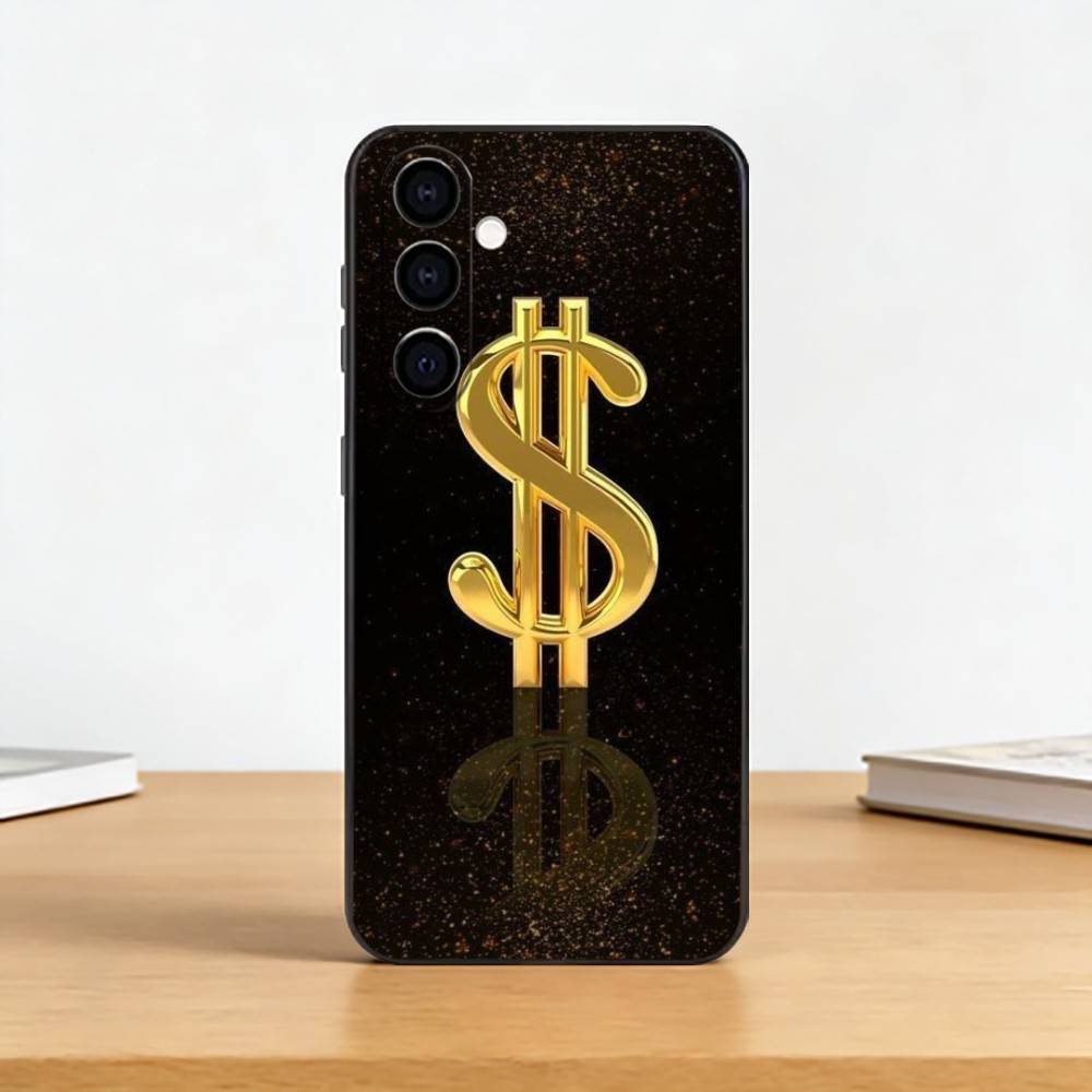Money Gold A-Art Phone Case For Samsung Galaxy A73,A72,A71,A70,A53,A52,A51,Others Soft Black Cover