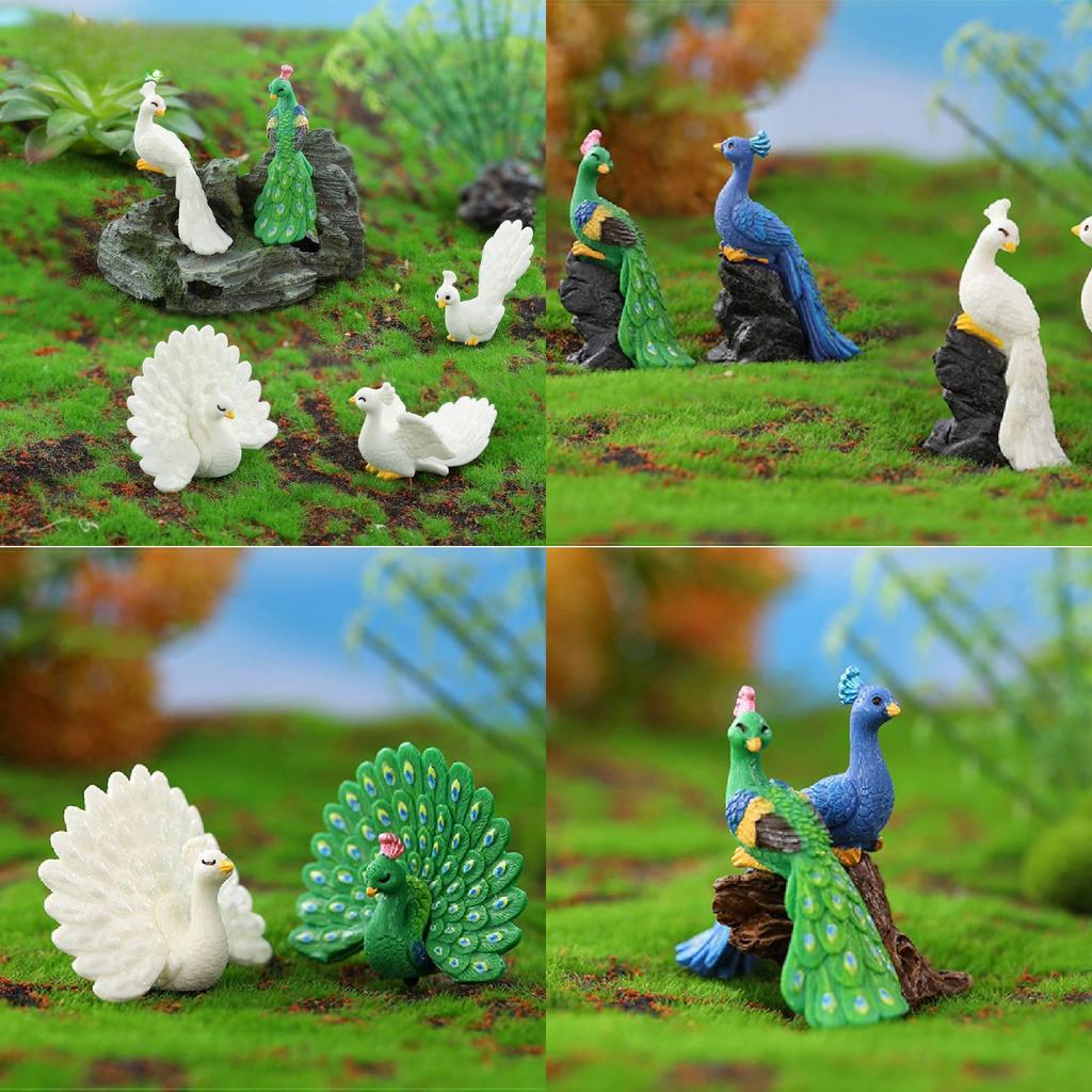 Realistic Cartoon Peacock Resin Miniature Ornament Modern Simple Style Peacock Figurine