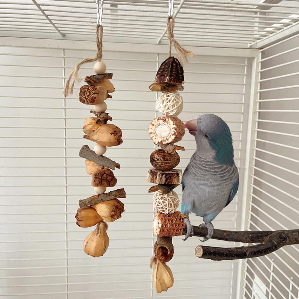 Hangable Bird Beak Grinding and Entertainment Molar Toy Nature Wood and Food Grade Dyes Enhances Bird Molar Health