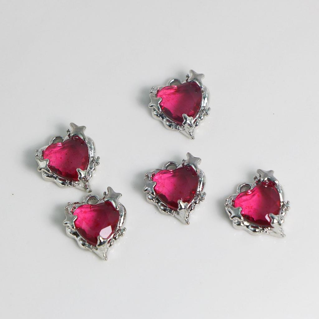 Crystal Heart-shaped Pendant Beads Rhinestone Love Heart Charm for DIY Keychain Necklace Earrings Accessories Crafts