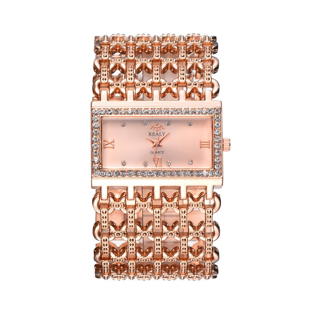 Simple Square Gold Ladies Watch Fashion Classic Alloy Diamond Bracelet Ladies Watch Gold Silver Diamond Scale Dial Quartz Reloje