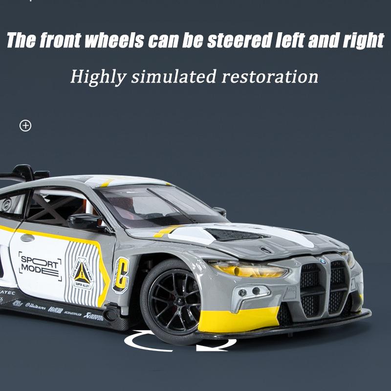 1/24 Scale M4 Alloy Model Car for Kids, Diecast Metal, Racing Car Toy, Sound Light, Boy Gift Collection