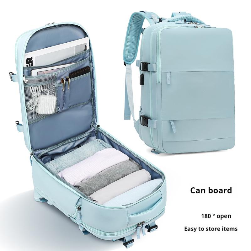 

Casual Dry Wet Separation Backpack School Bag Large Capacity USB Charging Laptop Backpack Bag Waterproof Nylon Travel Backpack небесно-голубой