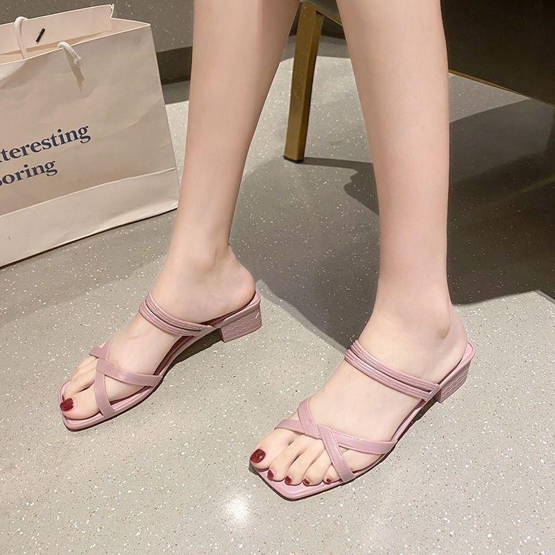 New 2024 Cool Slippers Fashion Korean Edition Women's Summer Thick Heel Slope Heel Slippers Sandals Two Wears Beach PVC Slippers