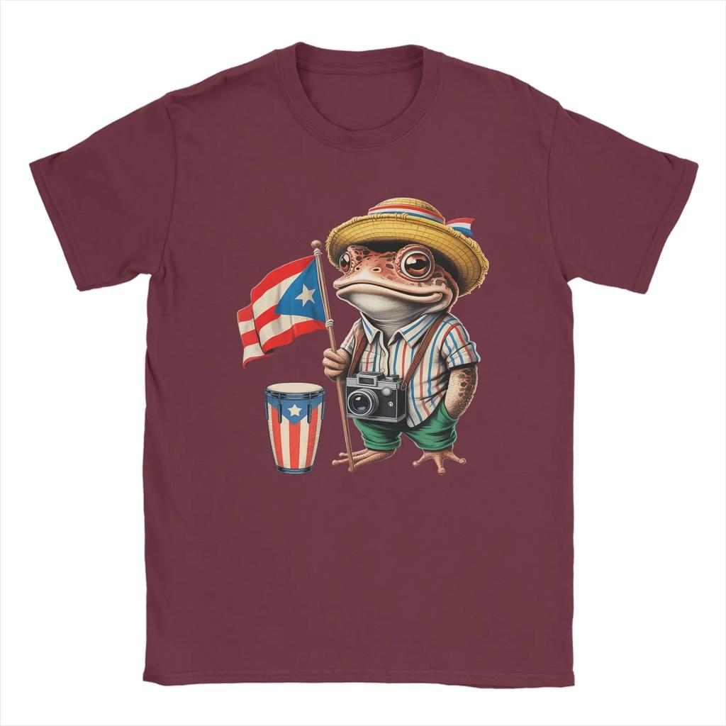 Men T-Shirt Bad Bunny Puerto Rico Coqui Frog Boricua Puerto Rican Flag Taino Pure Cotton Tee Shirt Short Sleeve T Shirt Clothes