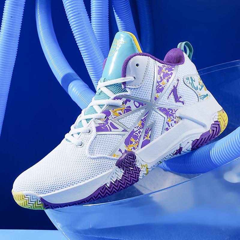 Basketball Shoes Men's Shoes Spring and Summer New High-top Friction Sound Non-slip Wear-resistant Fly-woven Mesh Student Actual Sports Shoes
