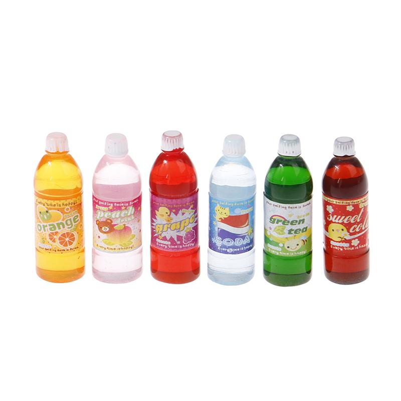 5Pcs Dollhouse Miniature Food Play Cartoon Soda Fruit Juice Drink Model Prop Set