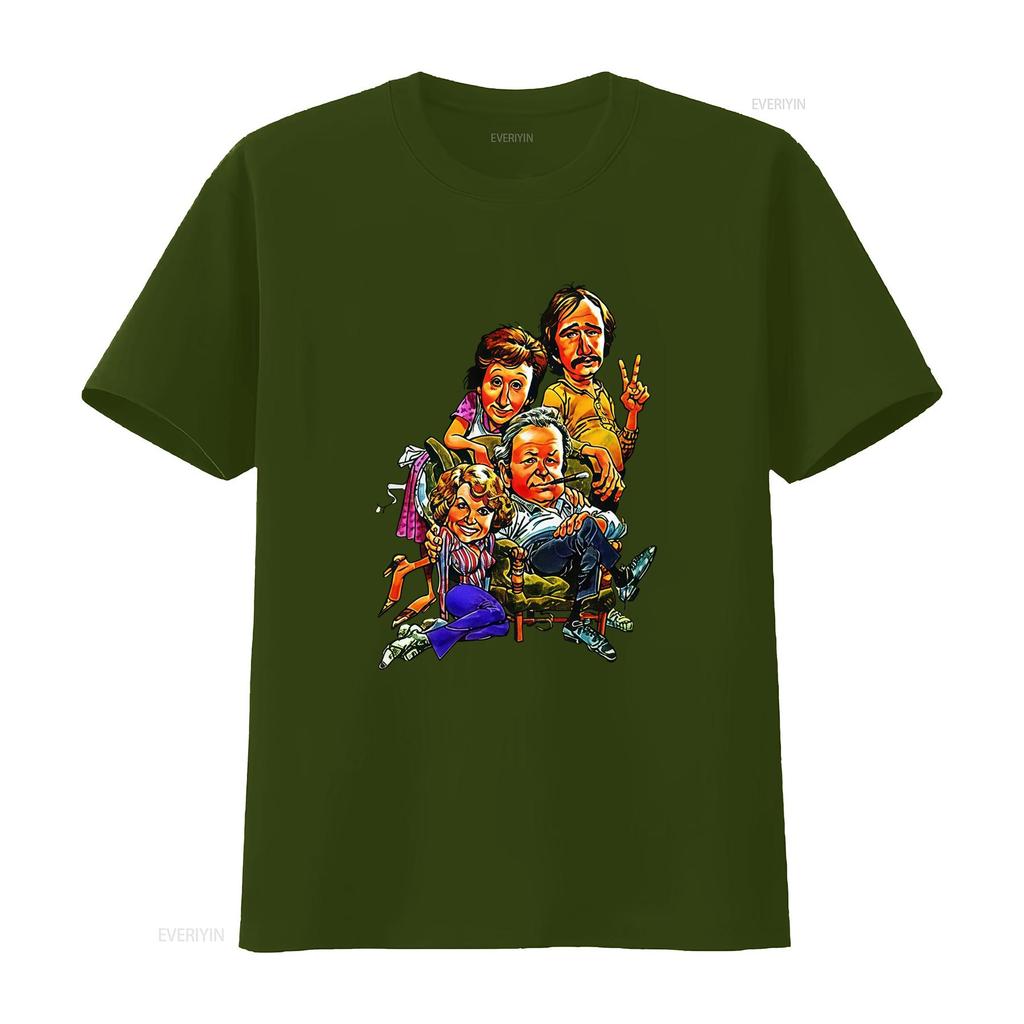 T-shirt Casual con Stampa Personaggio Cartoon Sitcom Classica Retrò Vintage All in the Family vintage Lavata Leggermente alla moda