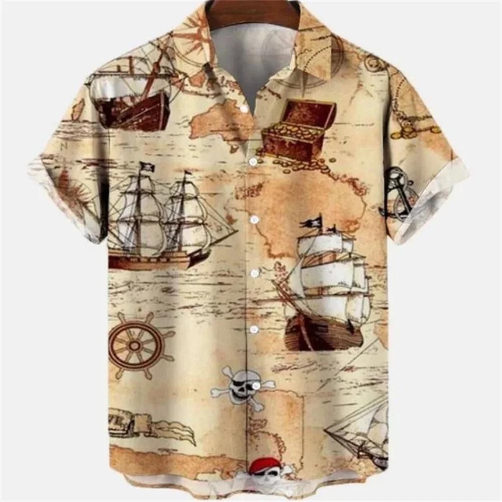 Summer Fashion Men's Dragon Pattern Element Shirt Casual Vintage Hawaiian Shirt Holiday Casual Men's and Women's Fashion Shirt