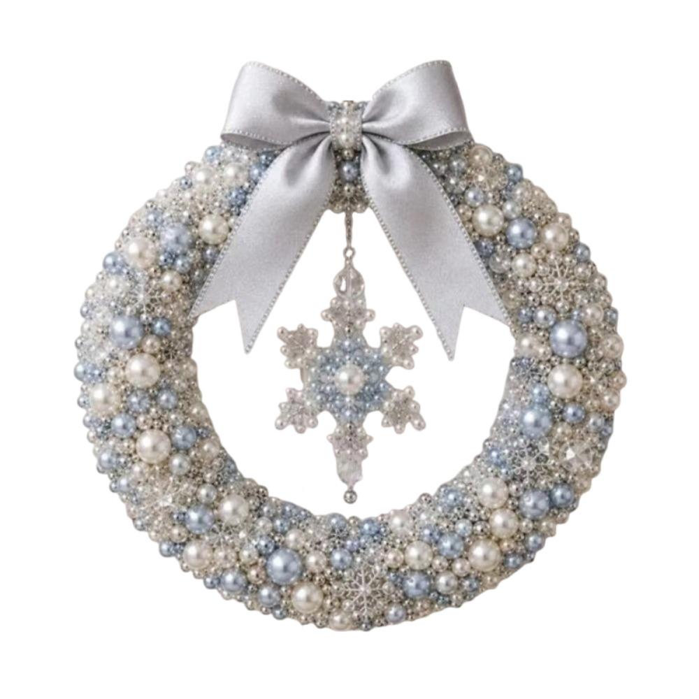 Sparkling DIY Christmas Wreath Kit Mini Creative Xmas Ornament Kit Snowflakes Christmas Tree Beaded Wreath Kit Home Decor
