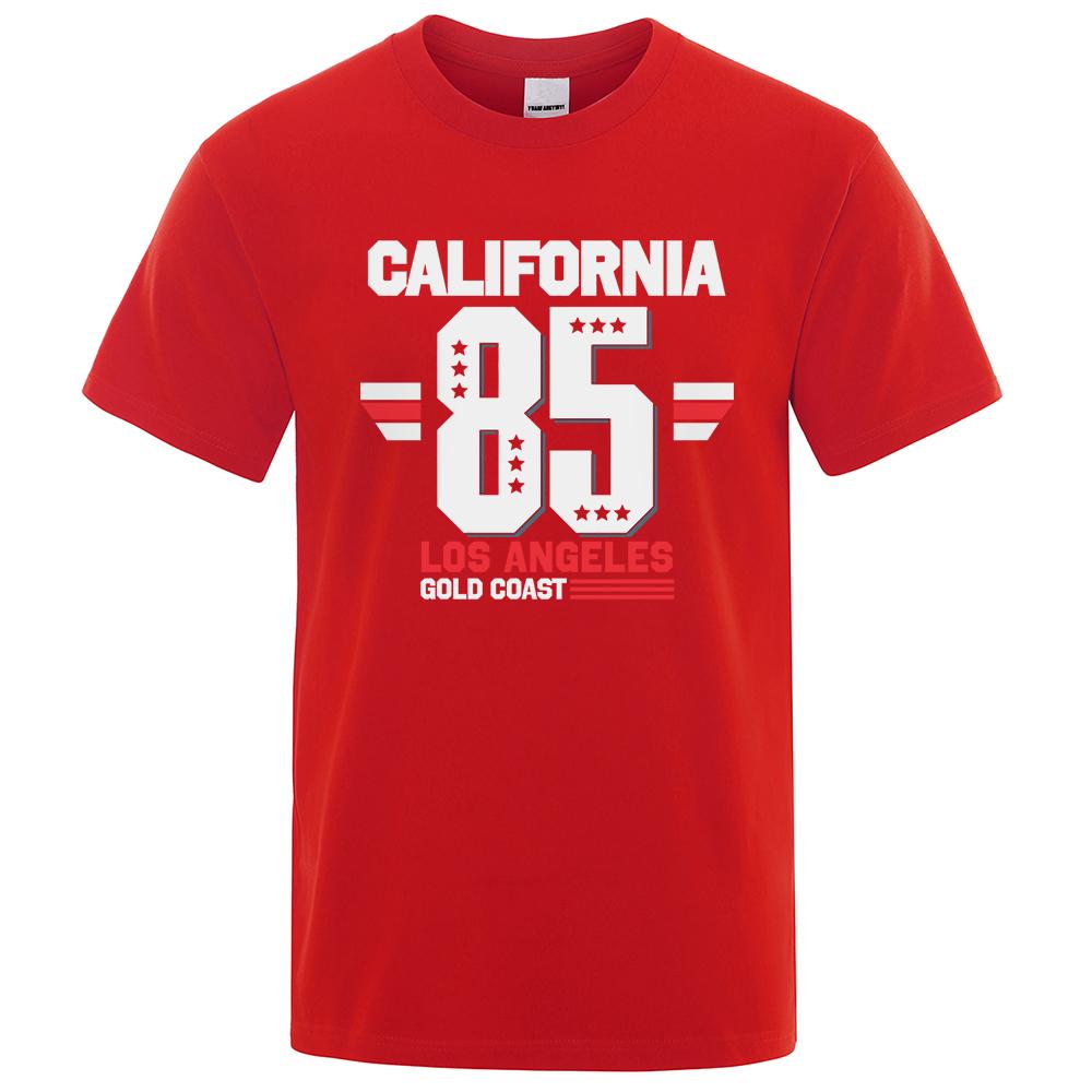 California 85 Los Angeles Gold Coast T-Shirt Casual Loose Tops Oversized Summer Tee Clothes Fashion Cotton Crewneck Men Clothes