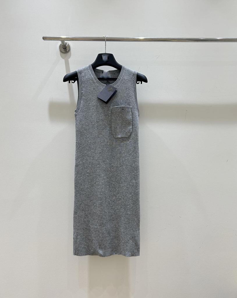 Stylish French-Inspired Sleeveless Vest Dress with Pocket Embroidery 