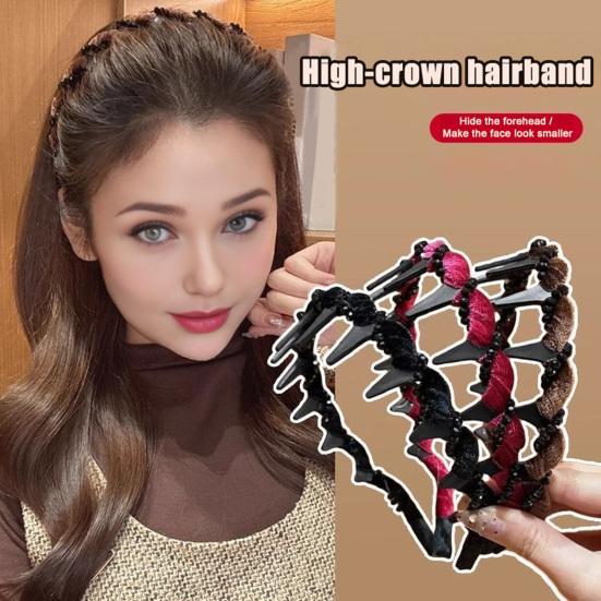 Rhinestone Hairband Elegant Vintage Non Slip Hair Hoop for Women Girls Fashionable Bridal Hair Accessory