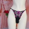 75 kg Große Größe Sissy Pouch Höschen Verstellbarer Bund T-Hose Transparente Stickerei Niedrige Taille G-String Kugel Trennung Dessous