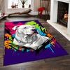 White Dog with Colorful Splash Design Rug Non-slip rug suitable for living room and bedroom sofas