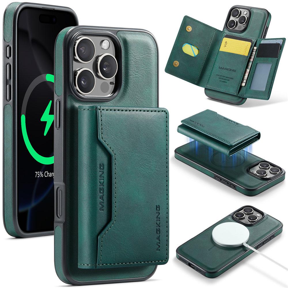 For Magsafe Wireless Charge Case For iPhone 16 e 15 14 Plus 13 12 Pro Max 2 in 1 Detachable Cards Leather Wallet Cover