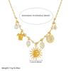 316L Stainless Steel Yellow White Rope Chain Sun Face Moon Tortoise Pendant Necklace 18k Gold Plated Waterproof Jewelry