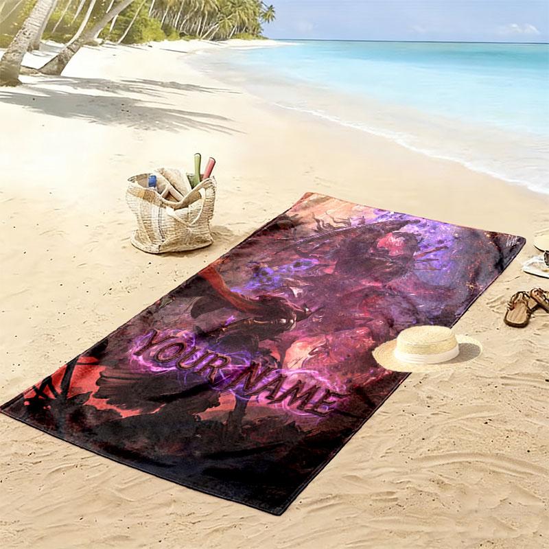 Custom Elden Print Beach Towel, Large Soft Quick Dry Towel for Beach Camping Swimming