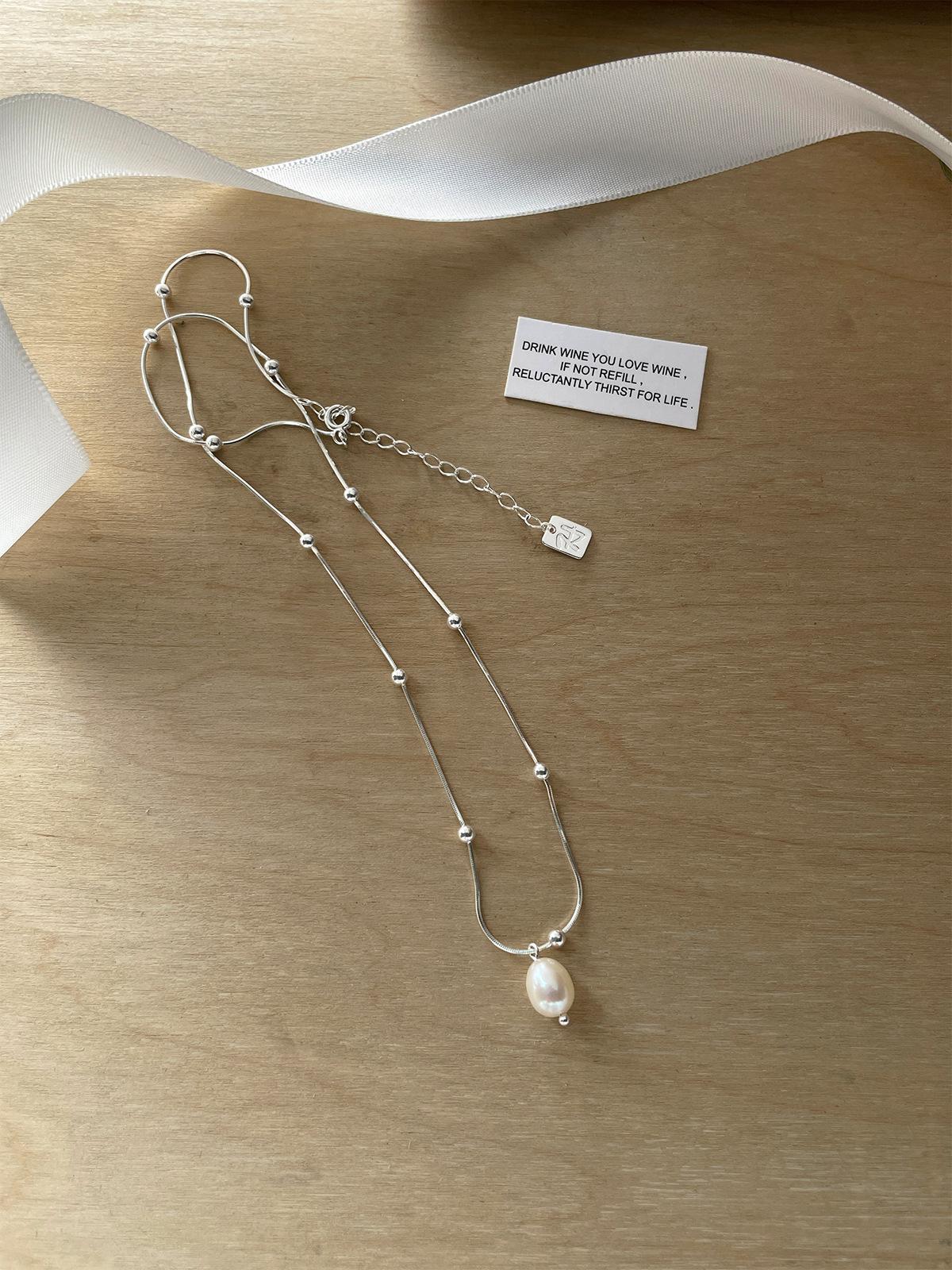 

Ожерелье из натурального пресноводного жемчуга, серебро 925 пробы, легкая роскошь, нишевый дизайн, высокий темперамент, элегантная цепочка на ключицу 925 silver