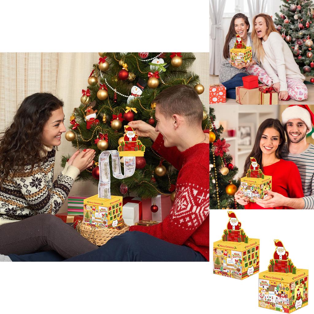 Holiday Santa Gift Box With Coin Slot For Christmas Party Decor And Gift Presentation