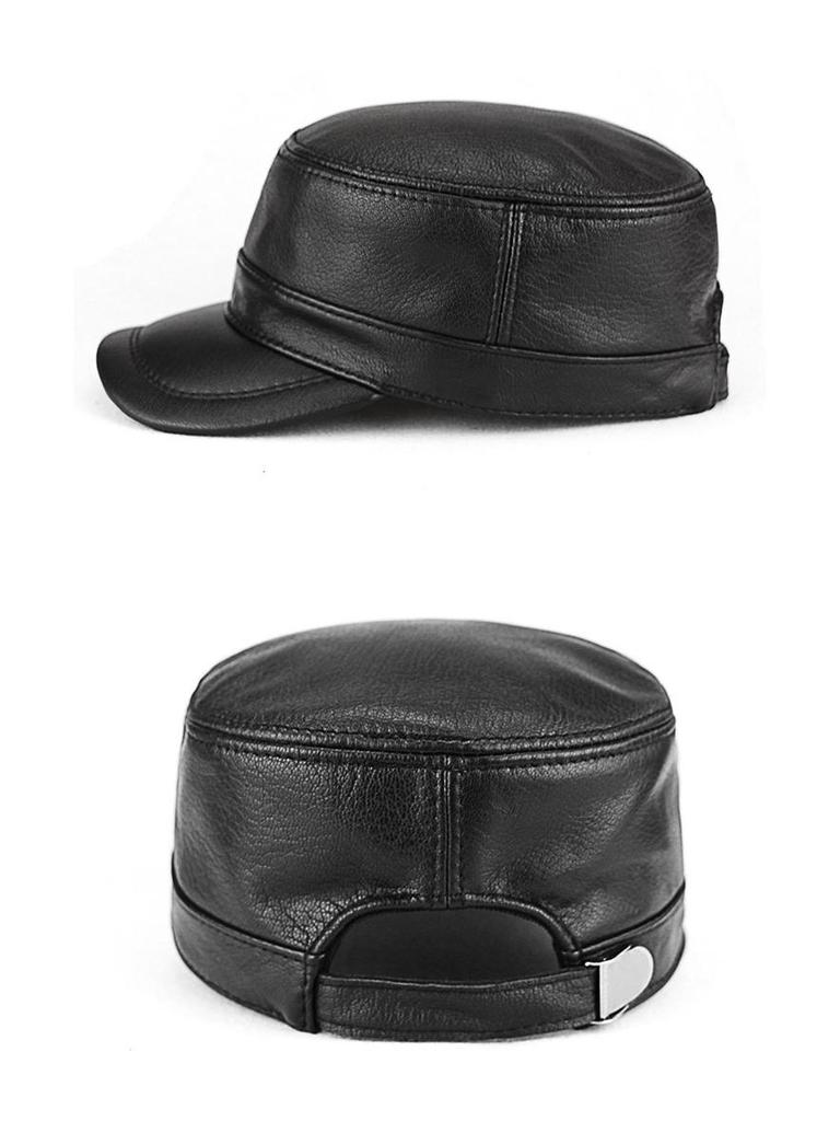 Men's Genuine Leather Flat Cap - Autumn/Winter Baseball Style for Middle-aged & Elderly