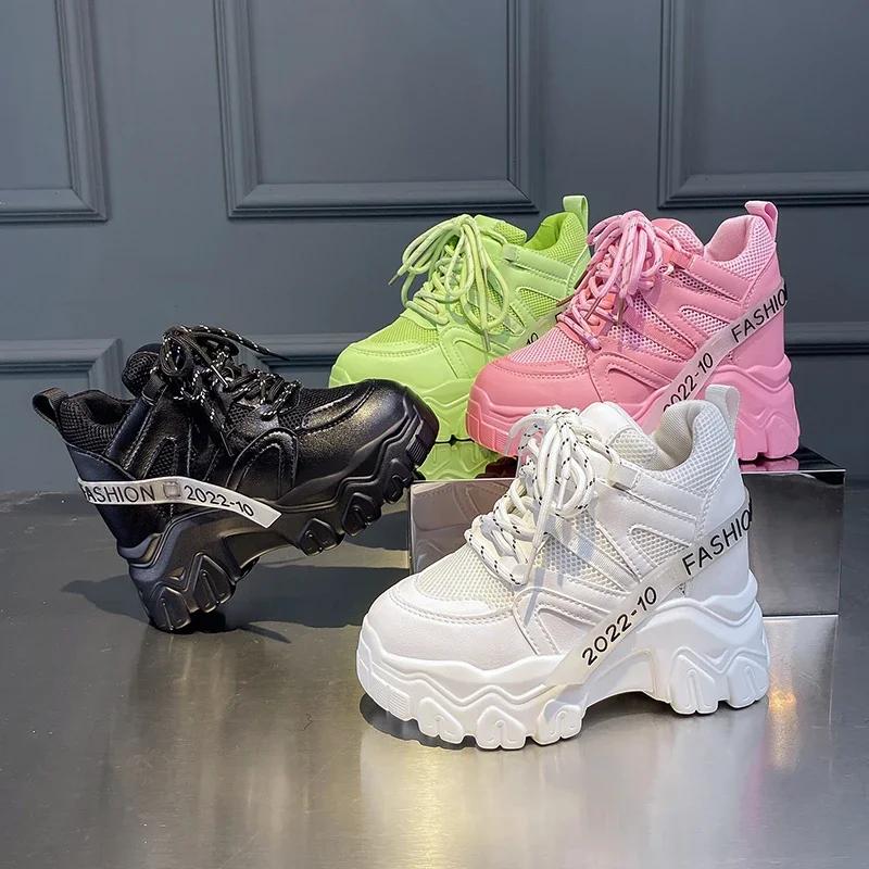 Fashion Thickened breathable mesh women's casual shoes wedge heel thick-soled shoes sports shoes 2024 spring and autumn fashion