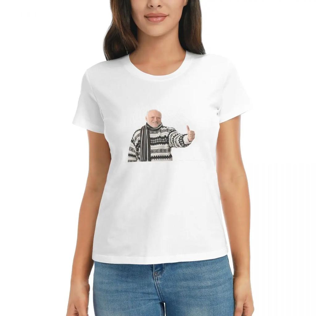 Women TShirt Hide The Pain Harold Meme Summer Short Sleeve Tees Round Neck Cotton T Shirts Clothes Tops Streetwear